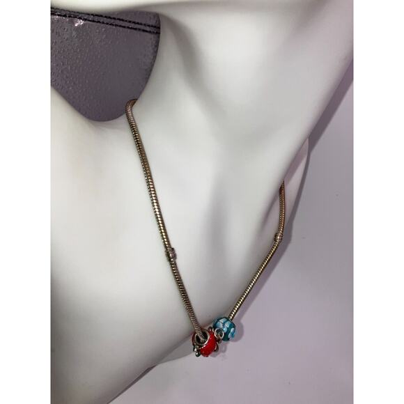 4 Charms Slide Snake Chain 15 7/8 Inch Necklace! - Picture 9 of 12